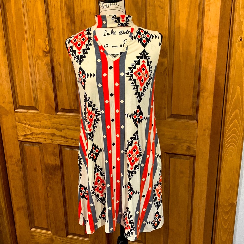 L&B Aztec keyhole dress